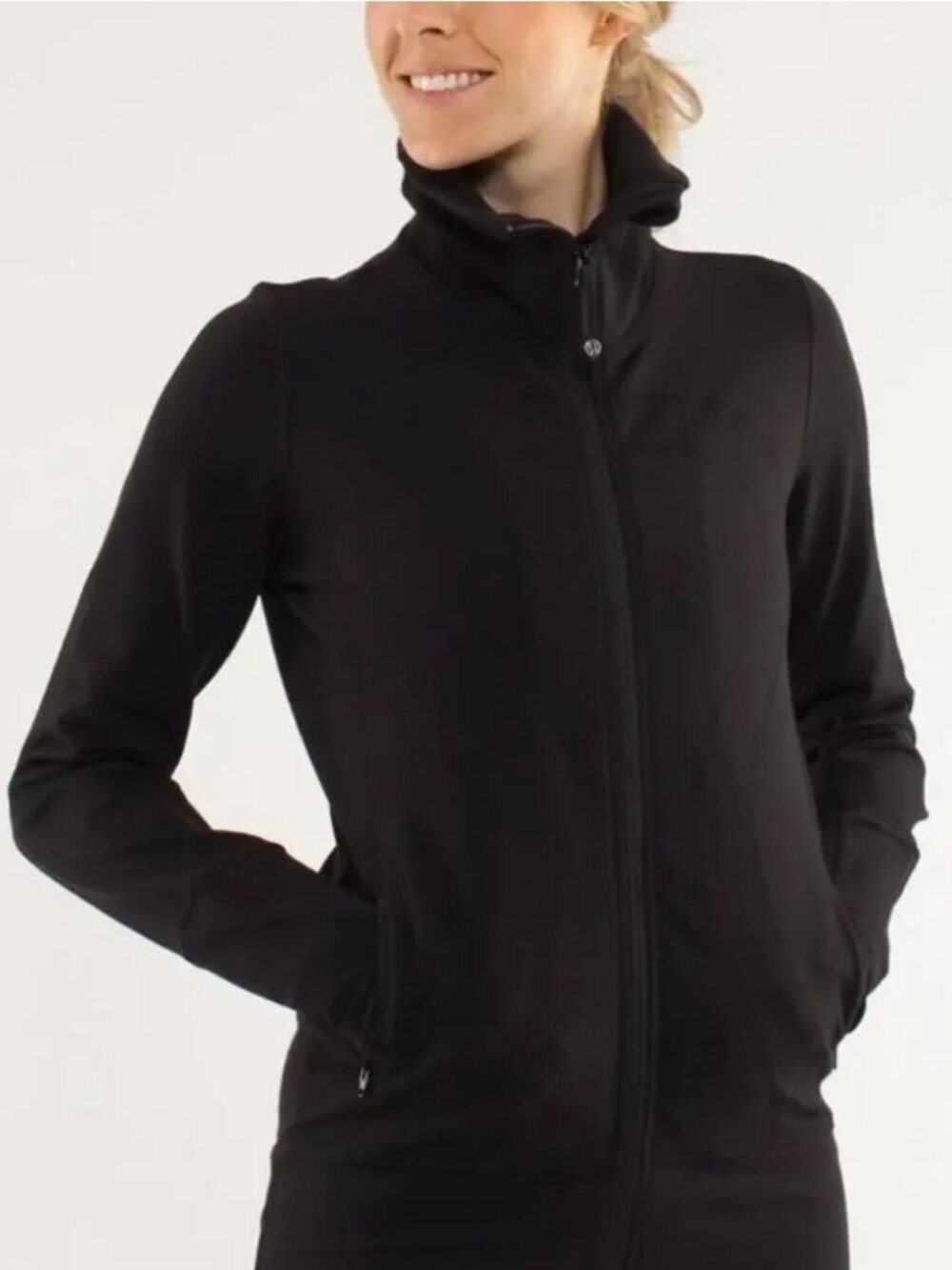 Lululemon Black Logo "In Stride" Full-Zip Jacket - Size - 6